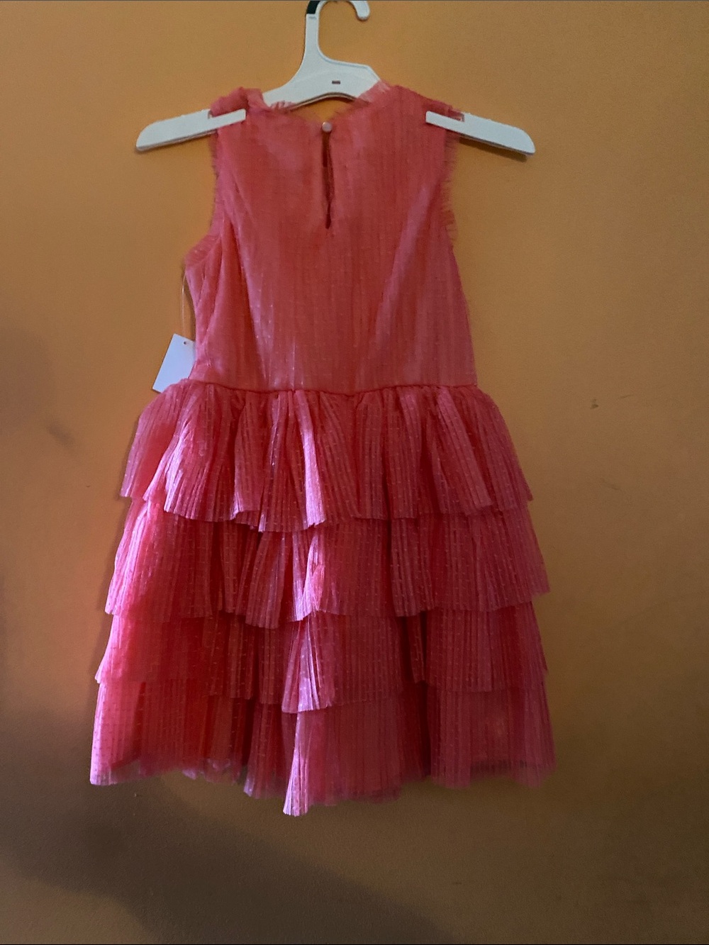 Girls Pink Tiered Glitter Tulle Dress - Picture 2 of 3